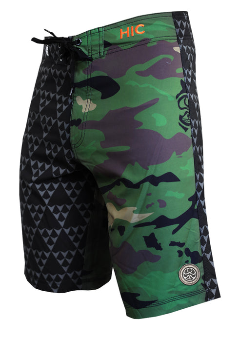 Hawaiian Island Creations (HIC) 20" Army Beach 8 Way Stretch Boardshorts